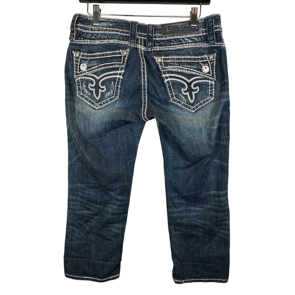 Rock Revival Johanna Capri Jeans 29 Dark Wash RJ8250P58 Thick Stitch Low Rise